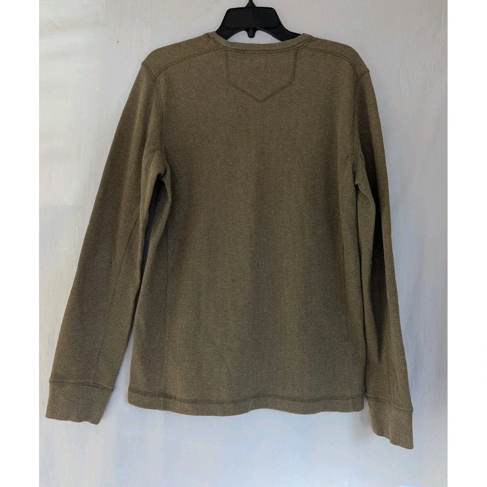 Eddie Bauer Men's Sz M  Pullover Sweater Crew Neck Thermal Cotton Green Solid - Picture 2 of 8